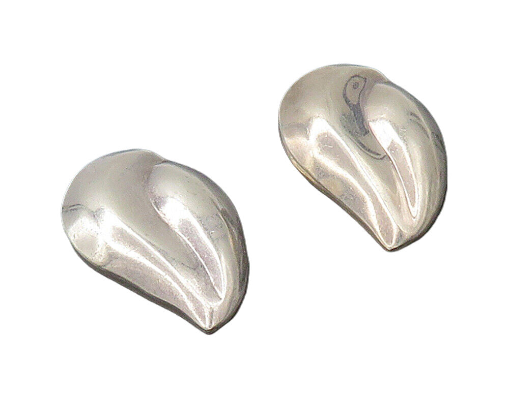MEXICO 925 Sterling Silver  Vintage Floral Leaf Non Pierce Earrings  EG8059