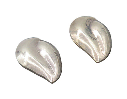 MEXICO 925 Sterling Silver  Vintage Floral Leaf Non Pierce Earrings  EG8059