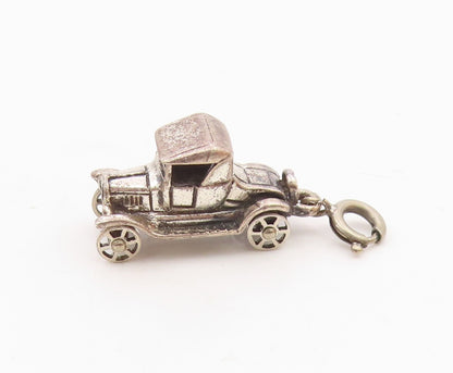925 Sterling Silver  Vintage Old Fashioned Car Motif Pendant (SPINS)  PT18119