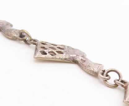925 Sterling Silver Vintage Bracelet Egyptian Queen Nefertiti Head Link  BT11482