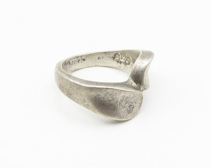 925 Sterling Silver  Vintage Dark Tone Smooth Bypass Band Ring Sz 6  RG10216