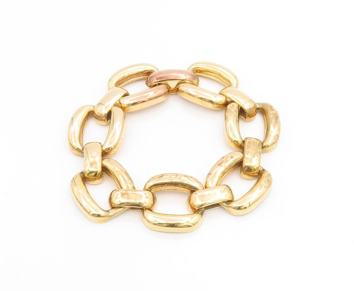 925 Sterling Silver Vintage Bracelet Gold Plated Interlocking Chain BT11735
