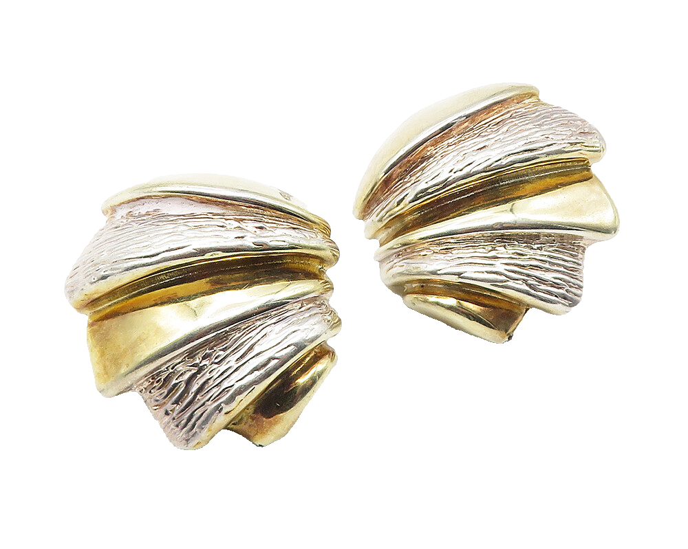 BATAMI ISRAEL 925 Sterling Silver  Vintage 2 Tone Non Pierce Earrings  EG5898
