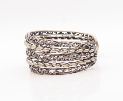 925 Sterling Silver Vintage Bracelet CAROLYN POLLACK Cutout Carved Cuff  BT10816