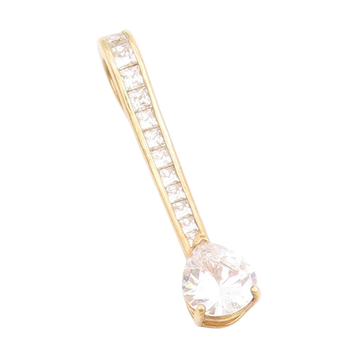 925 Sterling Silver Vintage Pendant Gold Plated CZ Classic Drop Charm  PT25502
