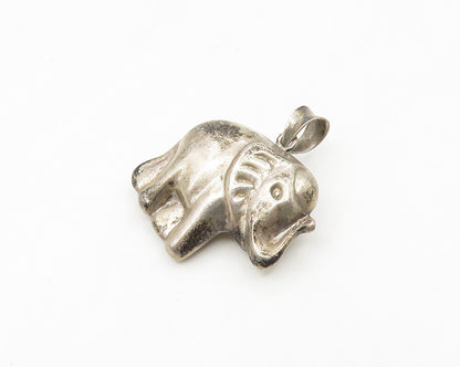 925 Sterling Silver  Vintage Hollow Elephant Dark Tone Drop Pendant  PT14187