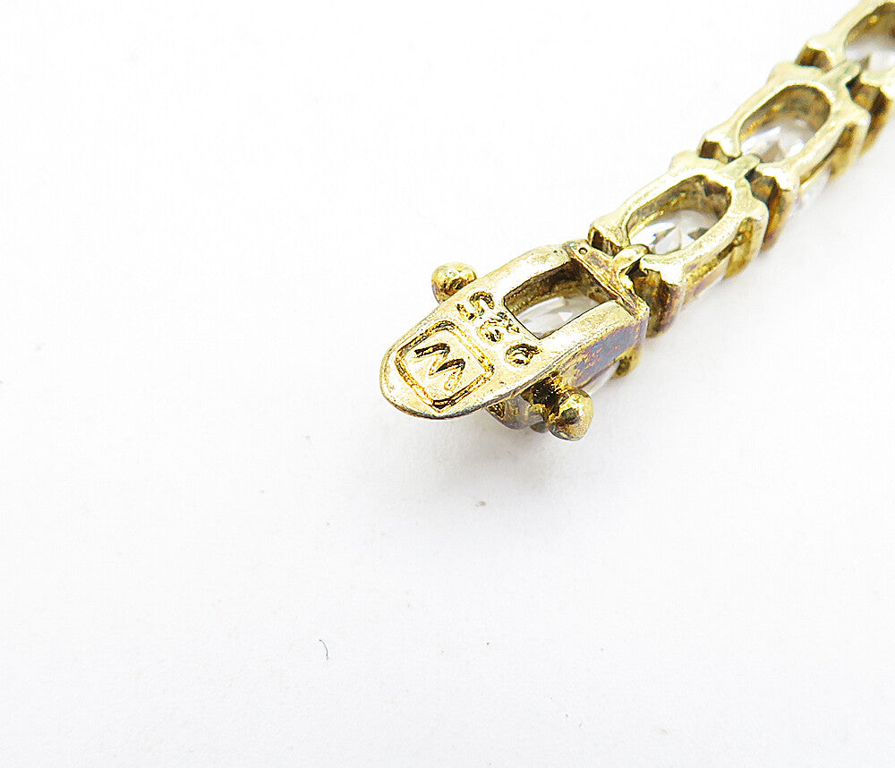 925 Sterling Silver  Vintage Sparkling Cubic Zirconia Tennis Bracelet  BT1865
