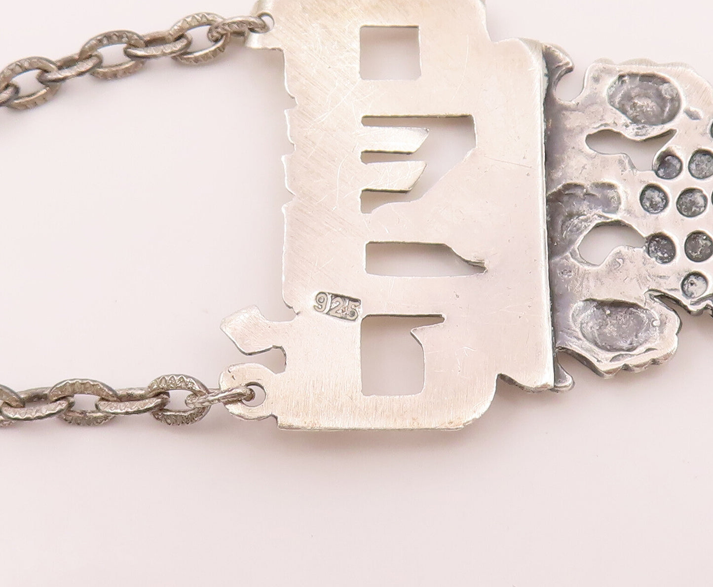 925 Sterling Silver  Vintage Hebrew "To Life" Wine Bottle Chain Tag  TR3494