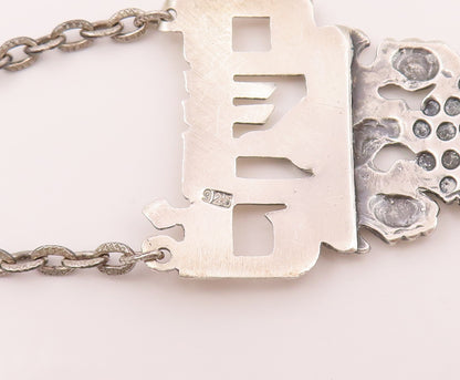 925 Sterling Silver  Vintage Hebrew "To Life" Wine Bottle Chain Tag  TR3494