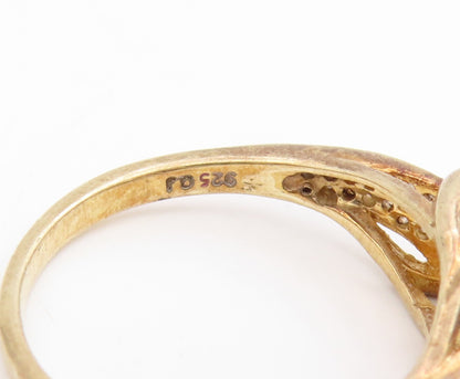 925 Sterling Silver Vintage Ring Gold Plated Elegant Topaz Band  Sz 9  RG34442