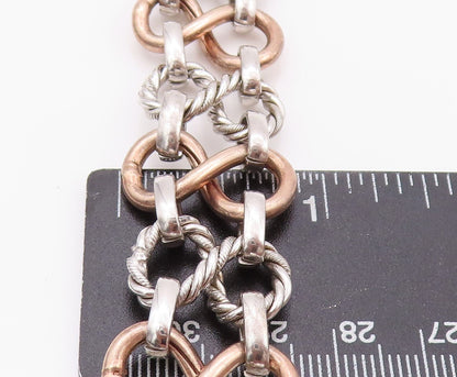 925 Sterling Silver Vintage Bracelet Twisted Rope Ring & Infinity Linked BT11117