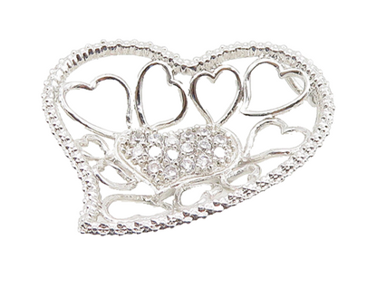 925 Sterling Silver  Sparkling Cubic Zirconia Open Love Heart Pendant  PT14611