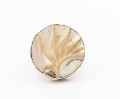 925 Sterling Silver Vintage Ring Designer Sea Shell Disk  Sz 9  RG33199