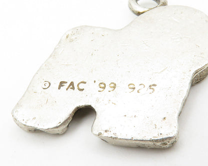 925 Sterling Silver  Vintage Petite Fluffy Dog Etched Detail Pendant  PT10727