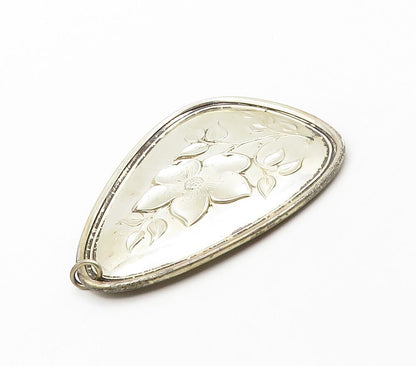 TOWLE 925 Sterling Silver  Vintage Shiny Floral Hens Motif Pendant  PT12585