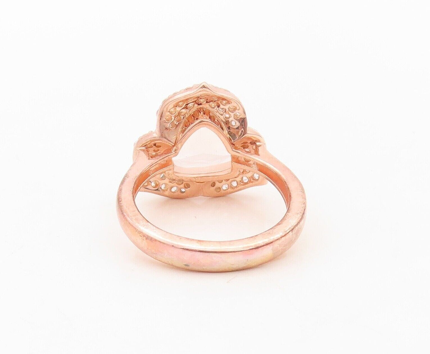 925 Sterling Silver Vintage Ring Rose Gold Plated Morganite & Topaz Sz 7 RG30252