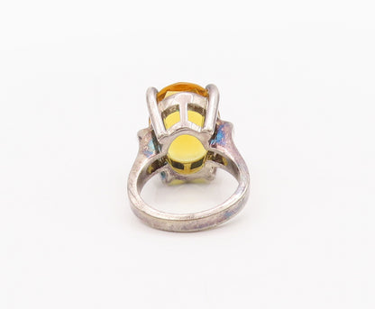 925 Sterling Silver Vintage Ring Large Oval Cut Real Citrine  Sz 6  RG28175