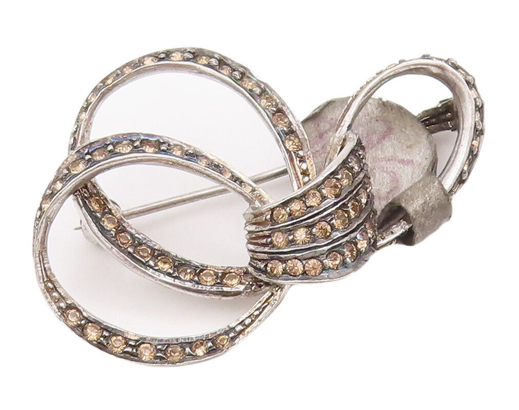 925 Sterling Silver Vintage Brooch Pin Designer Gemstone Inlay Rings  BP10923