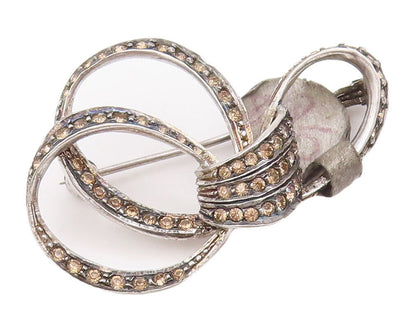 925 Sterling Silver Vintage Brooch Pin Designer Gemstone Inlay Rings  BP10923