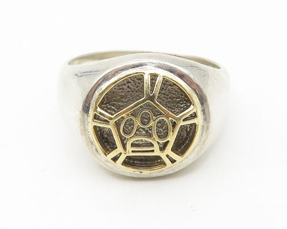 925 Sterling Silver & 14K GOLD  Shiny Two Tone Cutout Band Ring Sz 12  RG11244