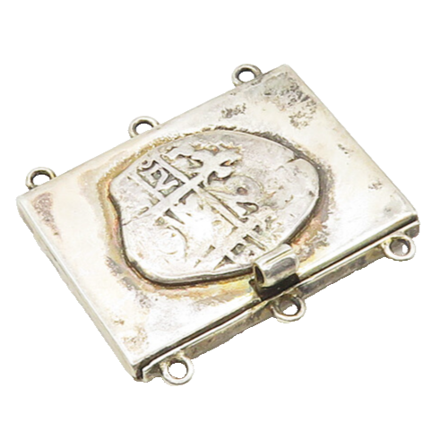 925 Sterling Silver  Vintage Etched Cross Detail Square Necklace Clasp  TR2384