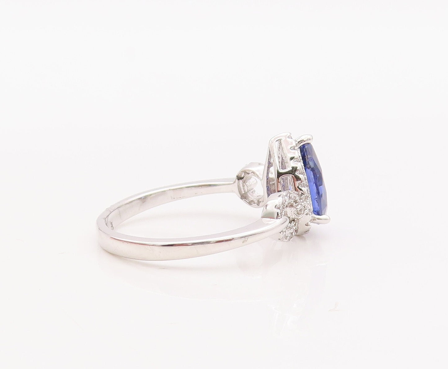 925 Sterling Silver Vintage Ring Drop Sapphire Designer CZ Inlay  Sz 7  RG29306