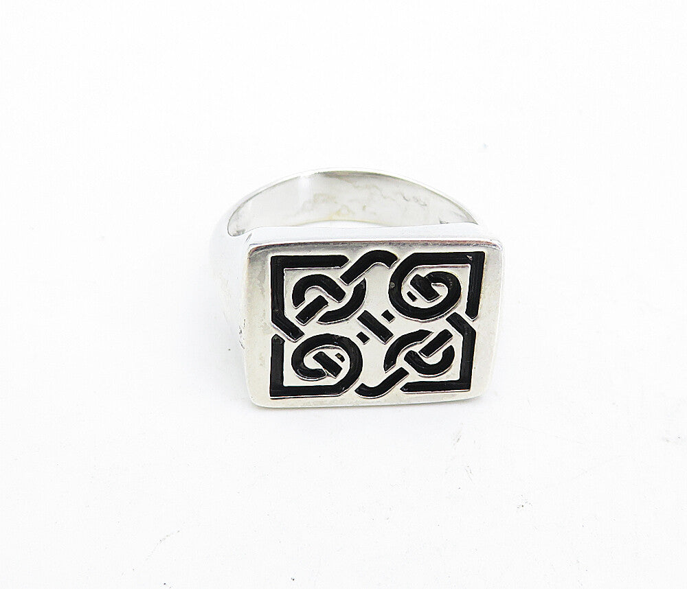 925 Sterling Silver  Shiny Celtic Knot Square Dome Band Ring Sz 11.5  RG5434