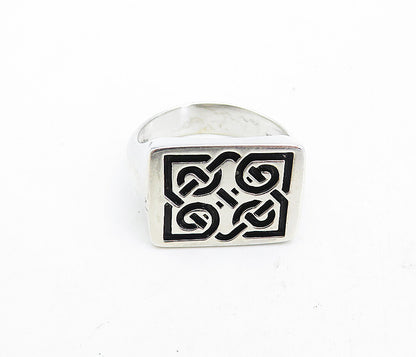 925 Sterling Silver  Shiny Celtic Knot Square Dome Band Ring Sz 11.5  RG5434