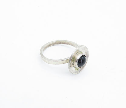 ISRAEL 925 Sterling Silver  Vintage Onyx Shiny Solitaire Ring Sz 6  RG4307