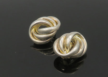 GERMANY 925 Sterling Silver  Vintage Shiny Oval Non Pierce Earrings  EG11207