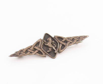 925 Sterling Silver Vintage Brooch Classic Celtic Knot Lion Crest Pin  BP12484