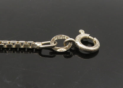 925 Sterling Silver  Vintage Enamel Detail Box Link Chain Necklace  NE3724
