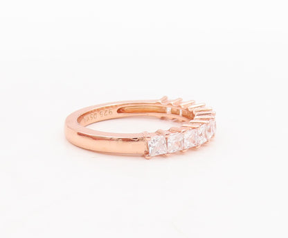 925 Sterling Silver Vintage Ring Rose Gold Plated Topaz 4 Ring Set Sz 7  RG29230