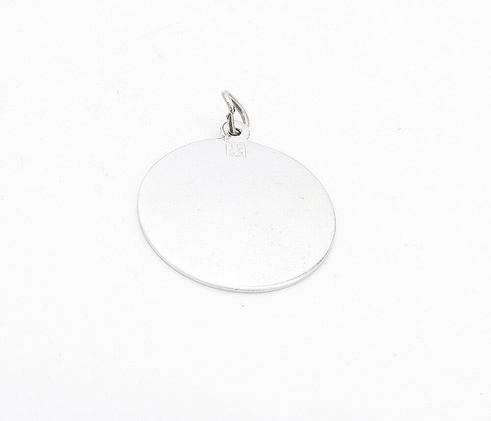 925 Sterling Silver  Shiny Merry Christmas Tree Round Drop Pendant  PT6352