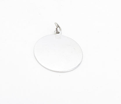 925 Sterling Silver  Shiny Merry Christmas Tree Round Drop Pendant  PT6352