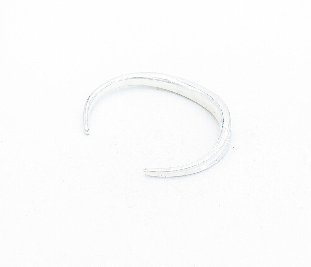 RLM STUDIO 925 Silver  Vintage Shiny Minimalist Concave Cuff Bracelet  BT1544