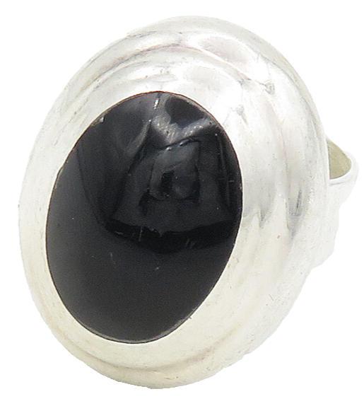 MEXICO 925 Sterling Silver  Vintage Black Onyx Cocktail Ring Sz 8  RG15643