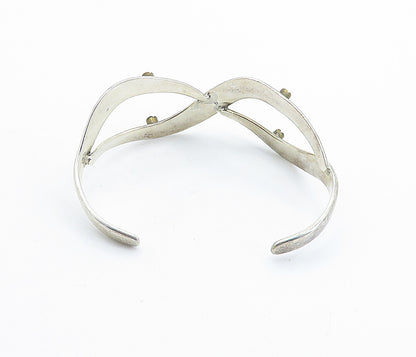 MEXICO 925 Sterling Silver  Vintage 2 Tone Screw Infinity Cuff Bracelet BT2277
