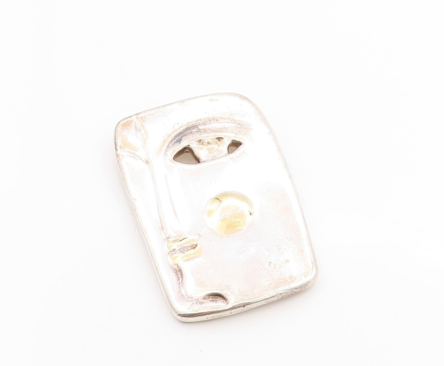 925 Sterling Silver Vintage Brooch Gold Plated Modern Face Side Profile  BP11791
