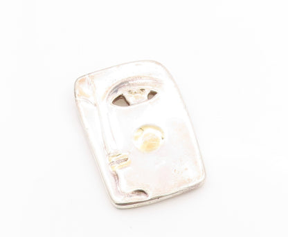 925 Sterling Silver Vintage Brooch Gold Plated Modern Face Side Profile  BP11791