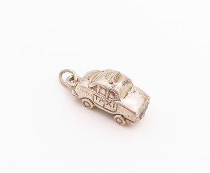 925 Sterling Silver Vintage Pendant 3D Carved New York Taxi Charm  PT24676