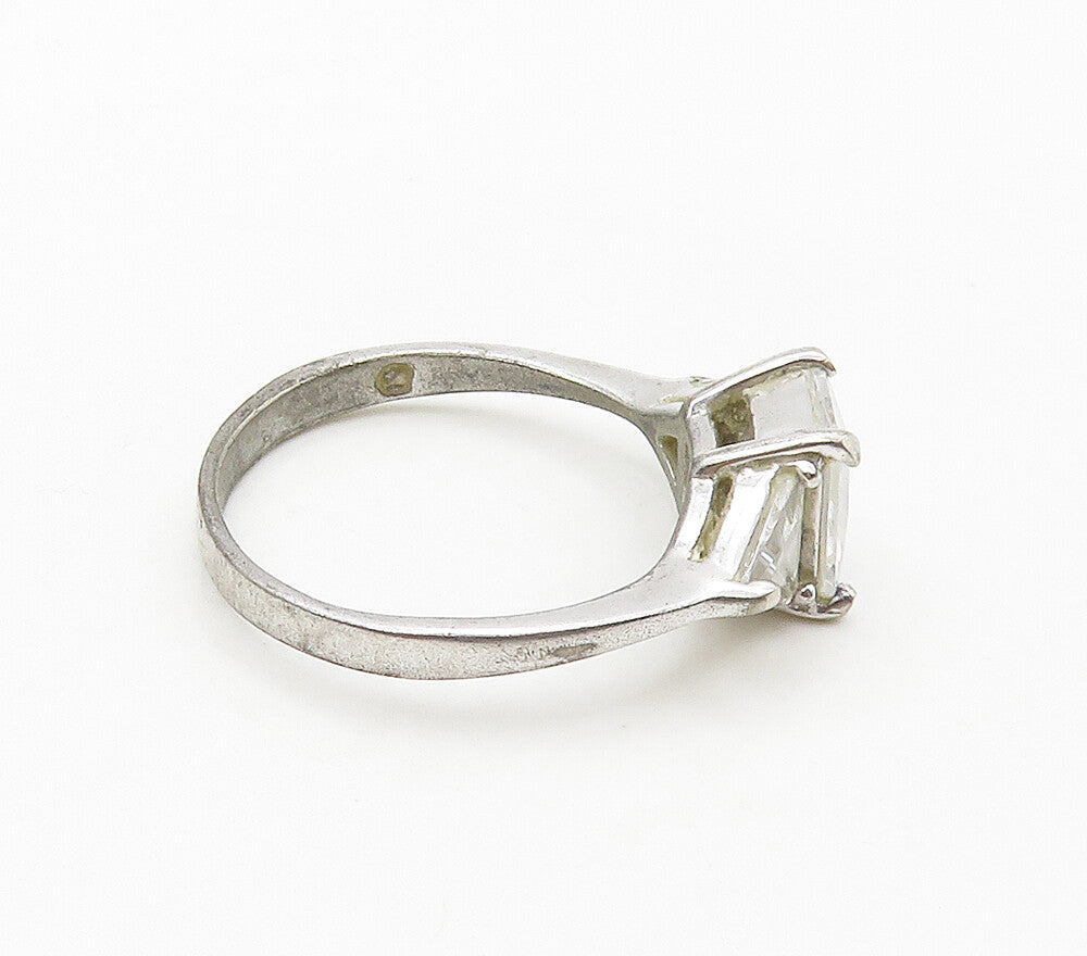 925 Sterling Silver  Prong Set Shiny Cubic Zirconia Band Ring Sz 8.5  RG15821