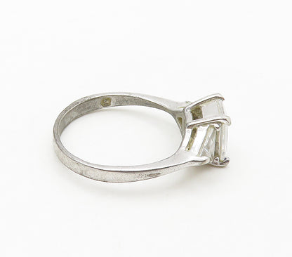 925 Sterling Silver  Prong Set Shiny Cubic Zirconia Band Ring Sz 8.5  RG15821
