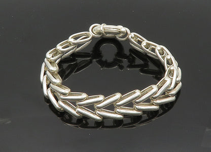 925 Sterling Silver  Vintage Shiny Arrow Hinge Link Chain Bracelet  BT8190