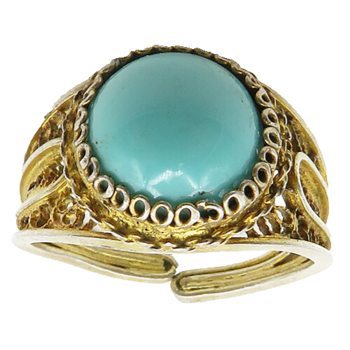 925 Sterling Silver  Vintage Cabochon Cut Turquoise Band Ring Sz 6  RG19562