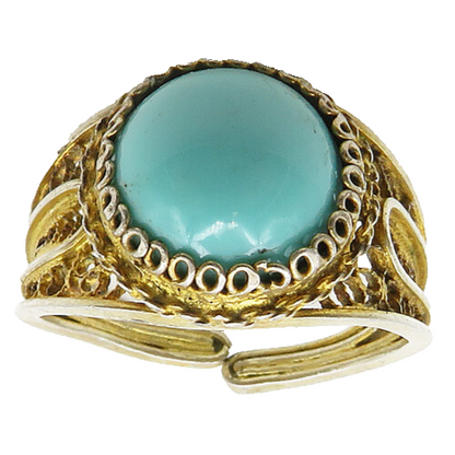 925 Sterling Silver  Vintage Cabochon Cut Turquoise Band Ring Sz 6  RG19562