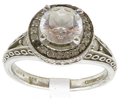 925 Sterling Silver  Vintage Shiny Cubic Zirconia Band Ring Sz 6.5  RG16065