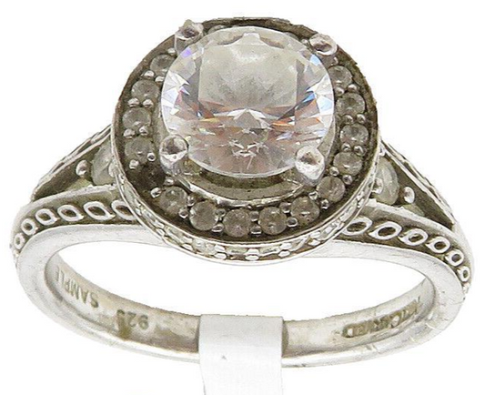925 Sterling Silver  Vintage Shiny Cubic Zirconia Band Ring Sz 6.5  RG16065