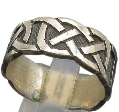 925 Sterling Silver  Vintage Dark Tone Celtic Knot Band Ring Sz 12  RG23535