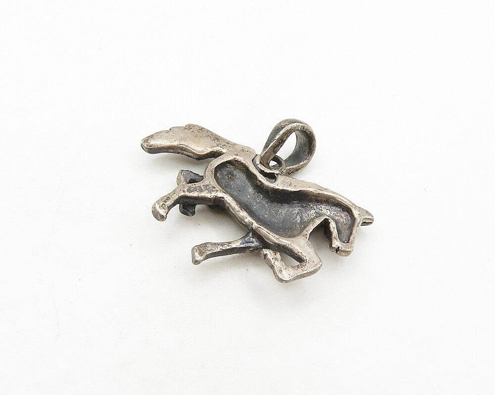 925 Sterling Silver  Vintage Petite Dark Tone Galloping Horse Pendant  PT15503